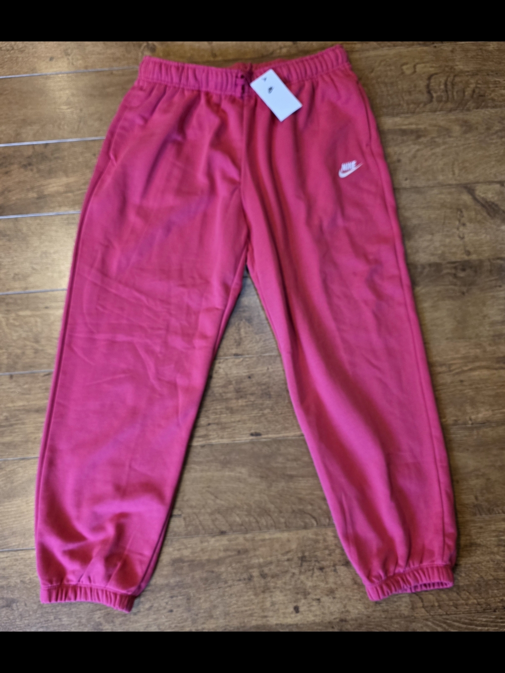 Nike Womans Pink Fleece Jogger Sweatpants Size LRG OVERSIZED.